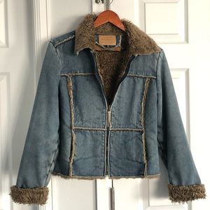 Vintage style jean and faux fur jacket